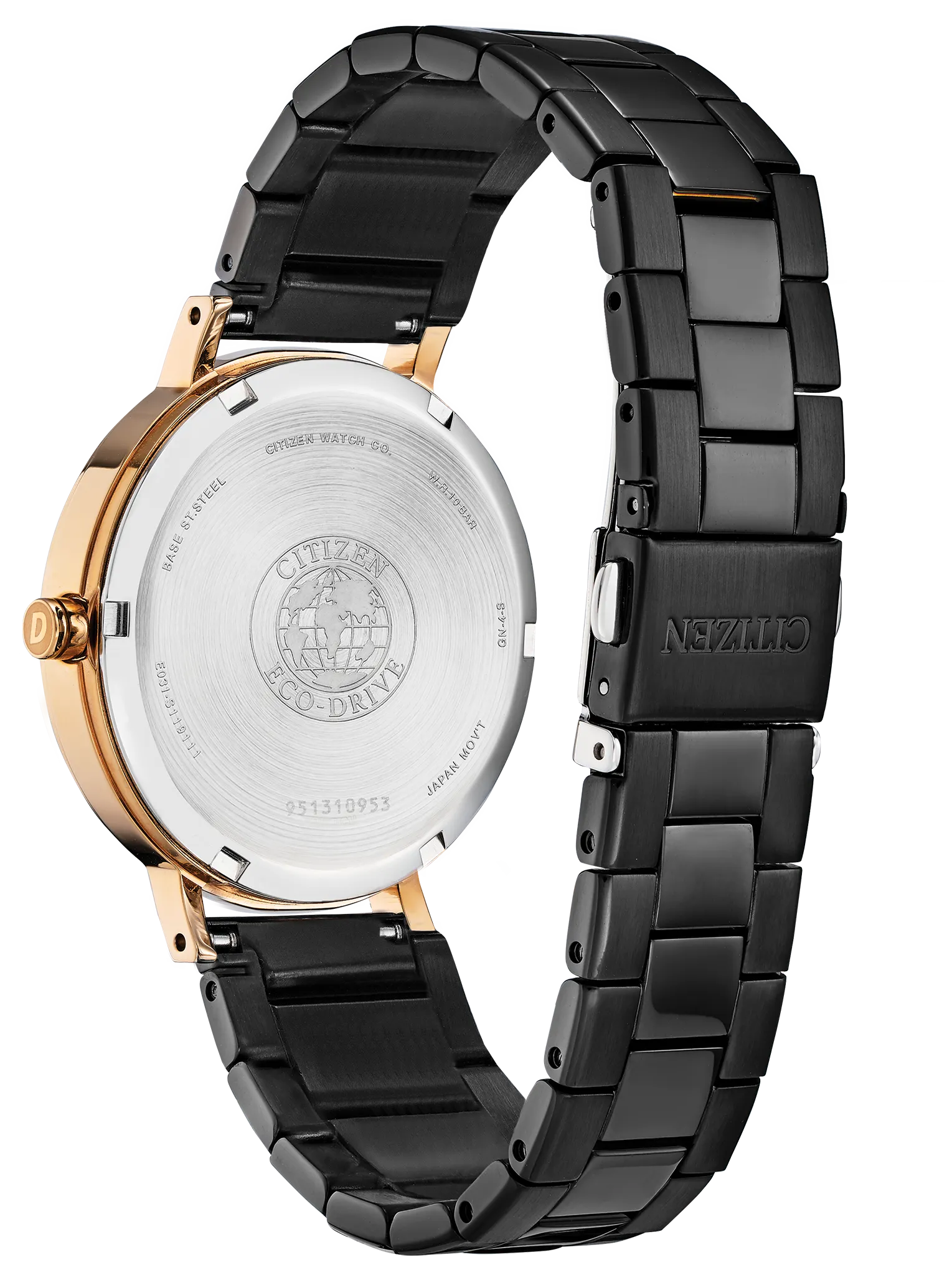 Citizen LTR Eco-Drive Rose Gold Black Dial Stainless Steel Watch